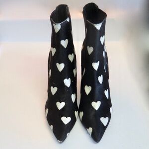 Burberry Pony Hair Heart Print Wedge Boots - Imperfect but Unworn